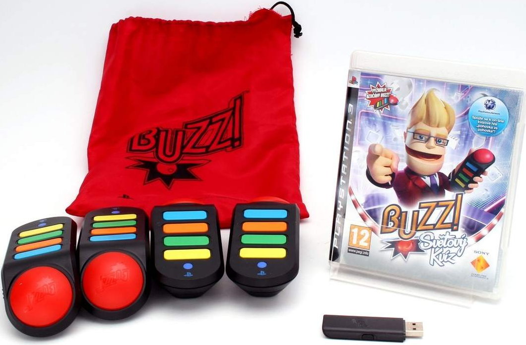 PS3 Buzz - Světový kvíz + Buzz Ovladače CZ dabing