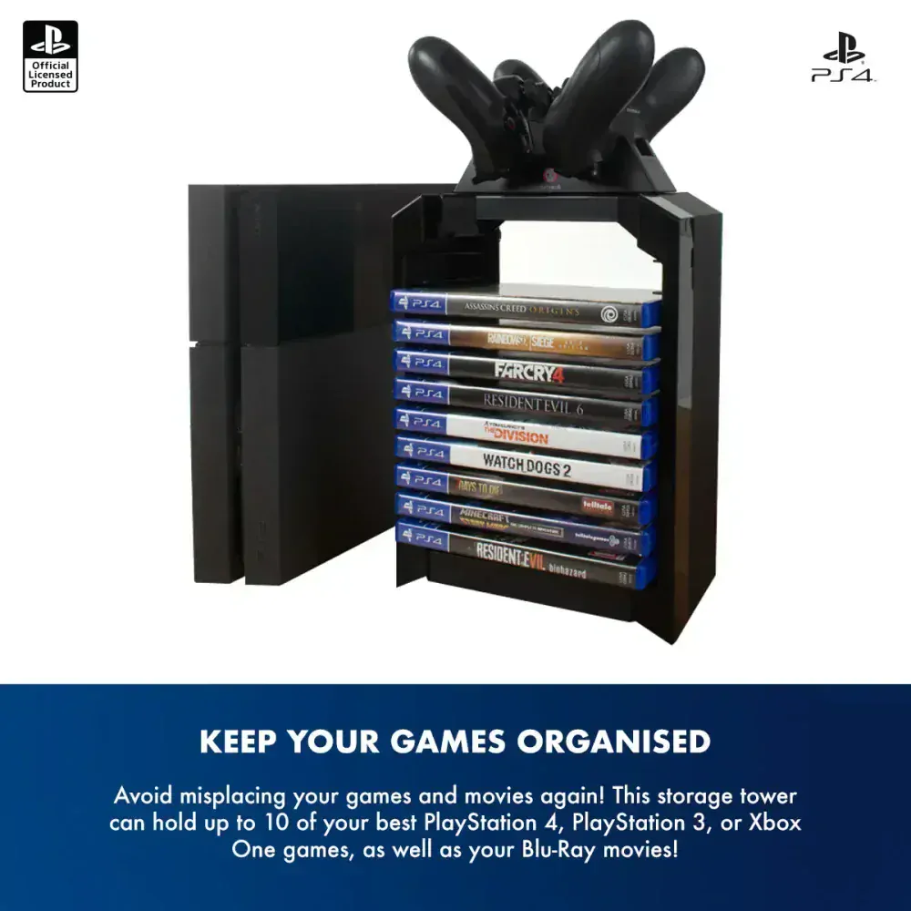 Numskull PlayStation 4 Games Tower + Dual Charger